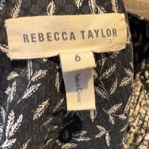 Rebecca Taylor Black Floral Long Sleeve Dress 100% silk Size 6 - Picture 4 of 5